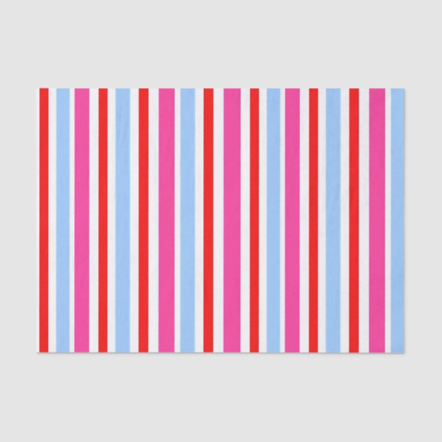 Papel De Seda Bright Red and Blue Candy Stripes (Frente )