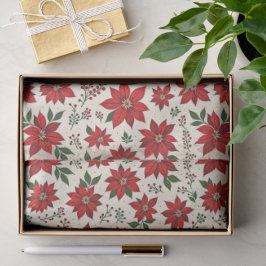 Papel De Seda Bright Red Poinsettias