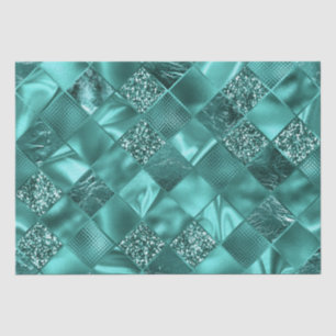 Papel De Seda Brilhante Brilho Teal e Diamantes de Folha
