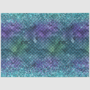 Papel De Seda Brilhante de Sereia Roxa Azul-Azul