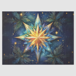 Papel De Seda Brilhante Dourada Estrelas de Natal Desnupage Arte