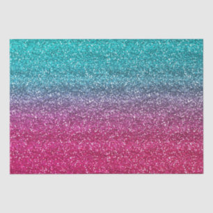 Papel De Seda Brilho Azul e Rosa Escuro Gradiente Glitter