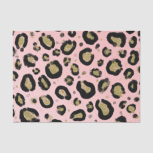 Papel De Seda Brilho de Ouro Rosa e Estampa de Leopardo Chita Pr