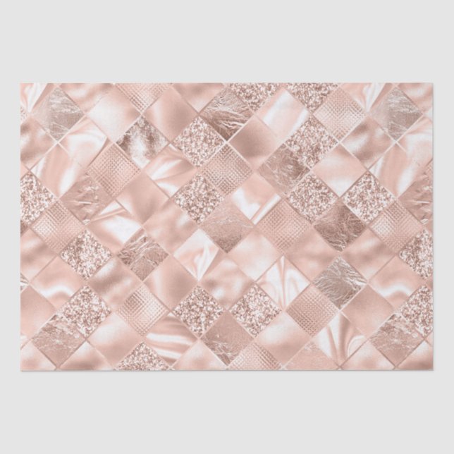 Papel De Seda Brilho de Rosa Elegante com Padrão de Treliça de D (Frente )