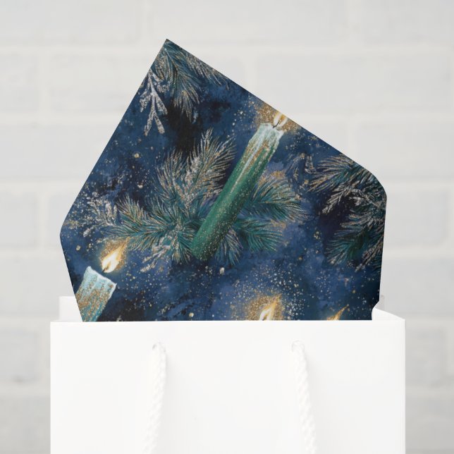 Papel De Seda Brilho de Velas de Natal Antigo (Sacola de presentes)