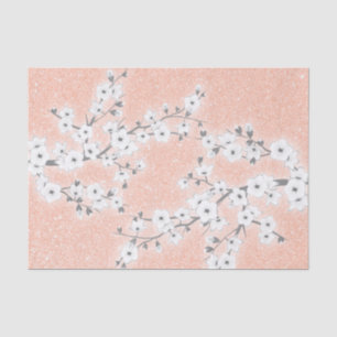 Papel De Seda Brilho Dourado cor-de-rosa das flores de cerejeira