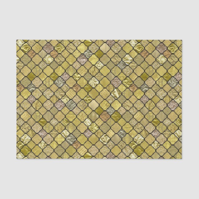Papel De Seda Brilho Dourado da folha de Quatrefoil (Frente )