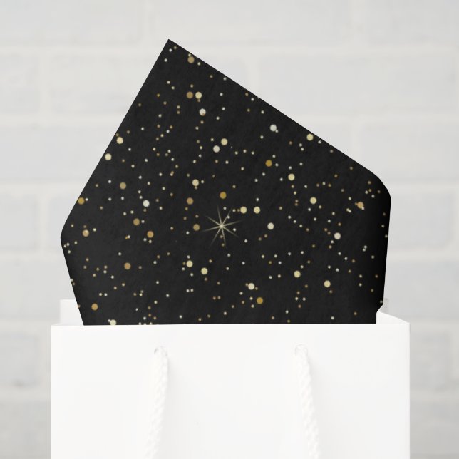 Papel De Seda Brilho e faíscas falsas douradas (Sacola de presentes)