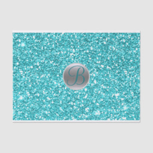 Papel de Seda Brilho Glam Monograma Inicial Água T