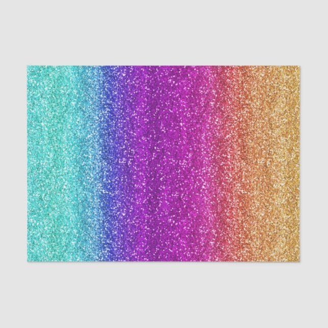 Papel De Seda Brilho Gradiente Arco-íris Glitter (Frente )