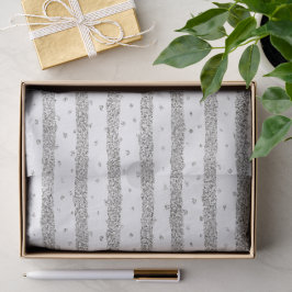 Papel De Seda Brilho Prateado Listras Pontos Natal Glitter