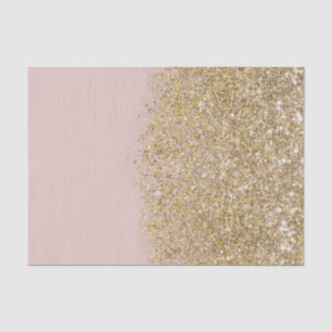Papel De Seda Brilho Rosa e Dourado Moderno Glam Chique Festa