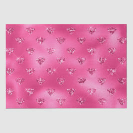 Papel De Seda Brilho Rosa Glam Diamantes Espelhados Padrão