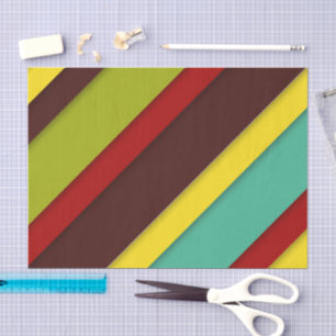 Papel De Seda Brilho Vibrante de Gamas Diagonais Multicoloridas