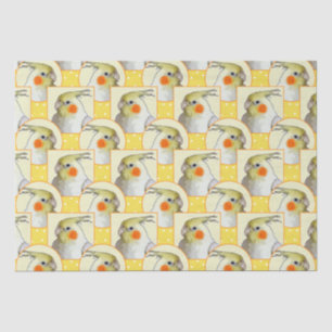 Papel De Seda Brincadeira Cockatiel Feliz Pássaro Amarelo Divers