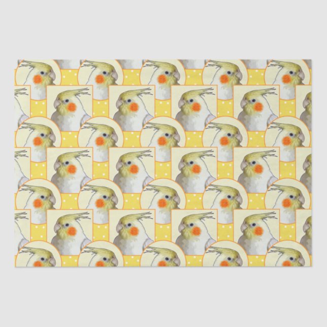 Papel De Seda Brincadeira Cockatiel Feliz Pássaro Amarelo Divers (Frente )