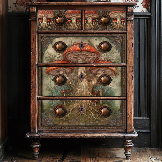 Papel De Seda Brincadeira Vermelha Whimsical Red Mushroom Nature (Criador carregado)