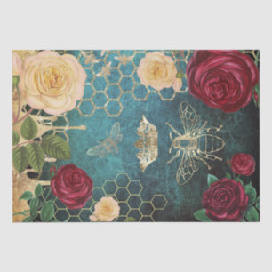 Papel De Seda brochura para tecidos de abelhas e rosas