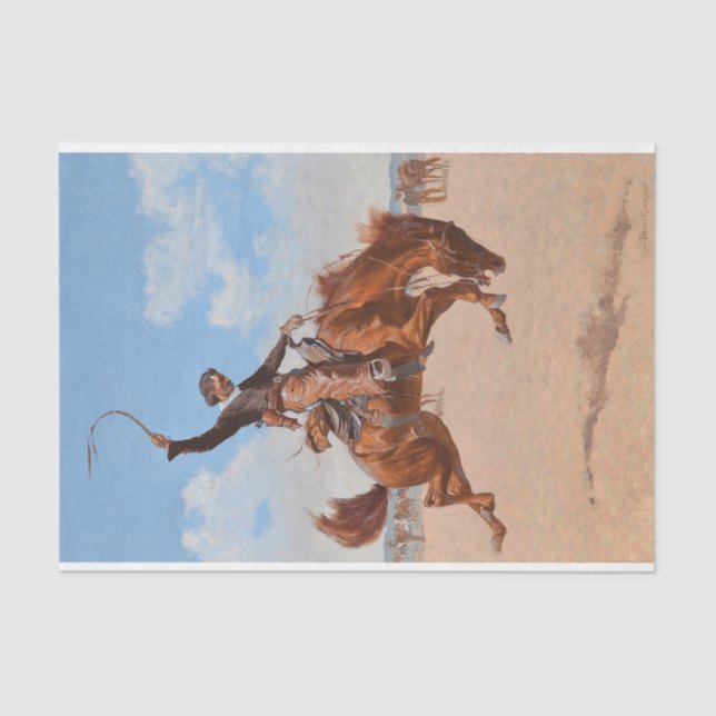 Papel De Seda Bronco Buster (por Frederic Remington) (Frente )