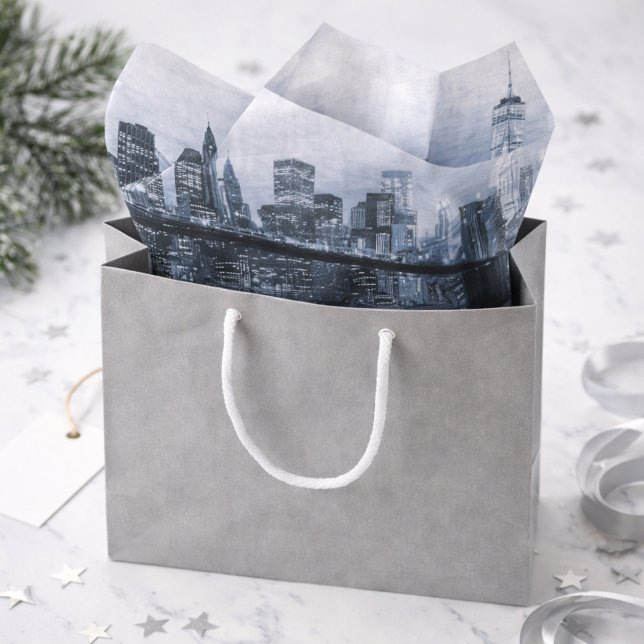 Papel De Seda Brooklyn Bridge Sophisticated Urban Monochrome (Criador carregado)