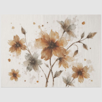 Papel De Seda Brown And Gray Floral Design