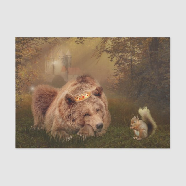 Papel De Seda Brown Bear Fantasy Fairytale Forest (Frente )