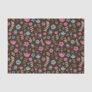 Papel De Seda Brown cor-de-rosa & teste padrão lunático azul d