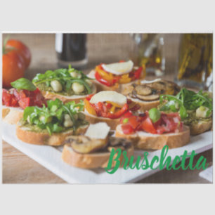 Papel De Seda Bruschetta Antipasti com feijão e arugula,