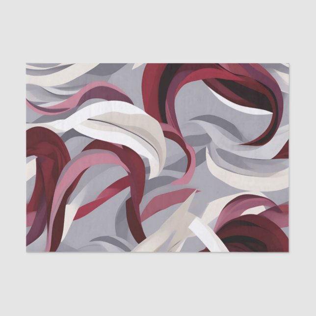 Papel De Seda Brushstrokes Bold Burgundy no fundo da Cinza (Frente )