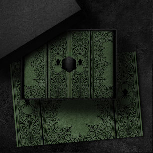 Papel De Seda Bruxa-Aranha   Sage Green Spiderweb Floured