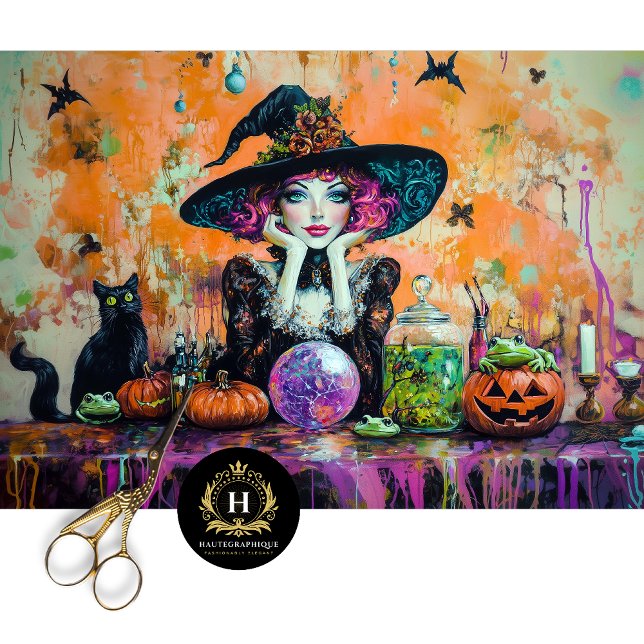 Papel De Seda Bruxa de Halloween Caprichosa Decoupage (Criador carregado)
