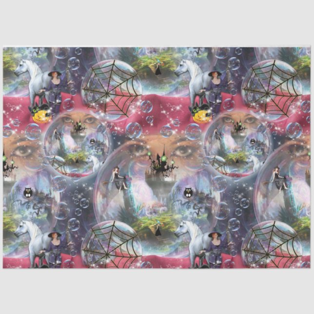 Papel De Seda Bruxa de Halloween de Crystal Ball (Frente )