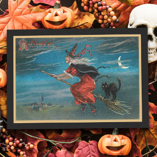 Papel De Seda Bruxa de Halloween do Assustador Vintage em Brooms