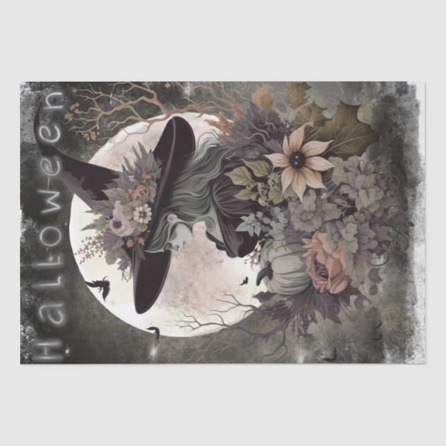 Papel De Seda Bruxa Floral Mística (Frente )