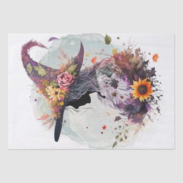 Papel De Seda Bruxa Floral Mística (Frente )