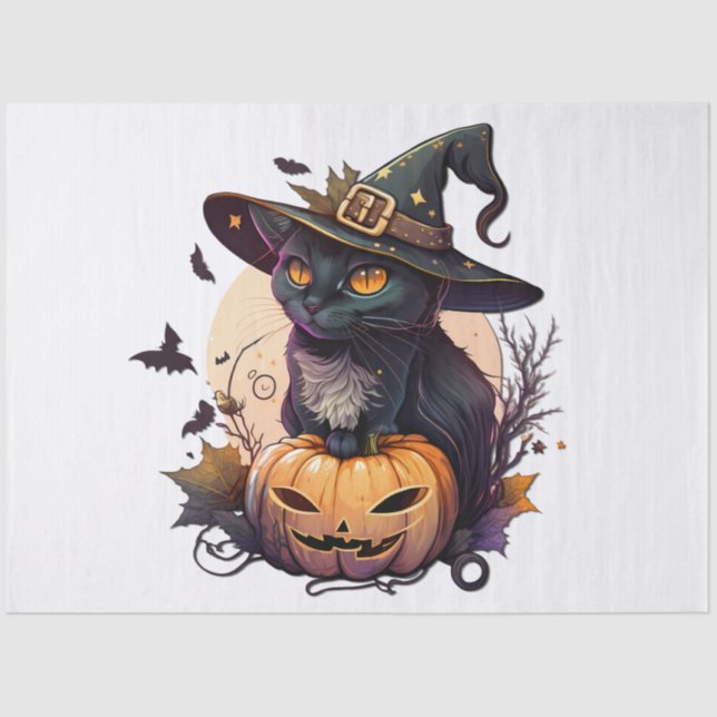 Papel De Seda Bruxa Gato para o Halloween (Frente )