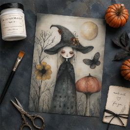Papel De Seda Bruxa Sonhadora Caprichosa de Halloween Decoupage 