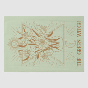 Papel De Seda Bruxa verde naturalista herbalista colagem sol lua