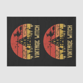 Papel De Seda Bruxa Vintage em Descanso do Halloween Retro Sunse