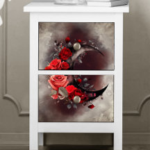 Bruxaria | Moon Crescente com Rosas vermelhas Góti