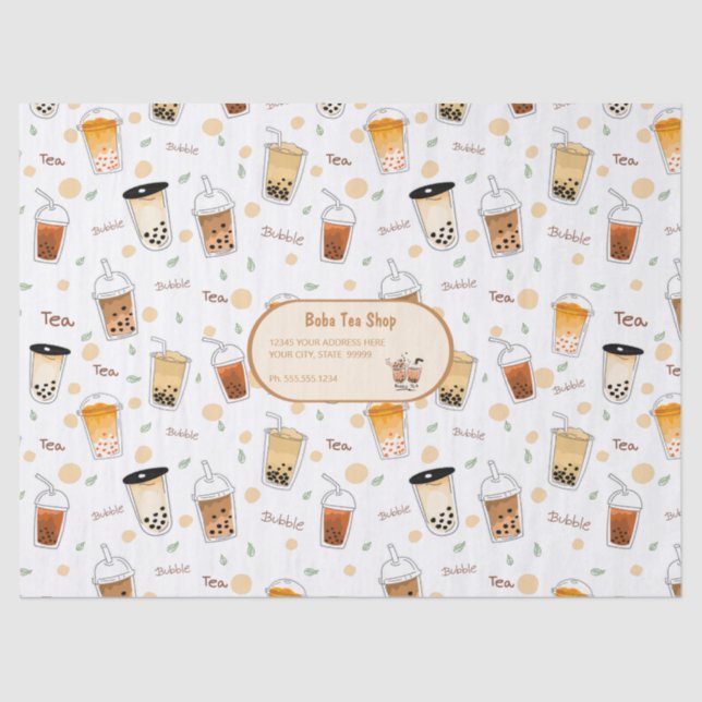 Papel De Seda Bubble Tea Business White (Frente )