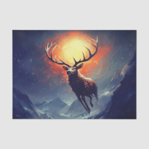 Papel De Seda Buck Das Montanhas Correndo Do Fogo Assustador