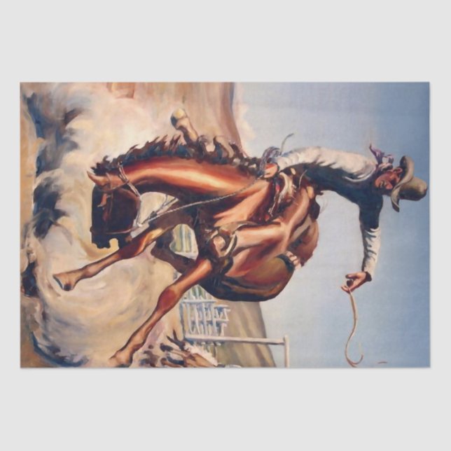 Papel De Seda "Bucking Bronco" Arte Ocidental de Will James (Frente )