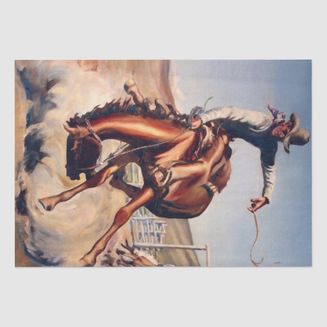 Papel De Seda “Bucking Bronco” Arte Ocidental por Will James (Frente )