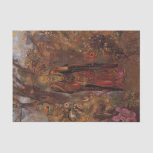 Papel De Seda Buda caminhando entre as flores por Odilon Redon
