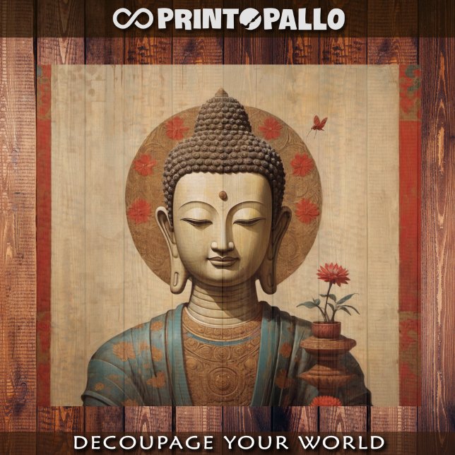 Papel De Seda Buda indiano em pergaminho com flores (Criador carregado)