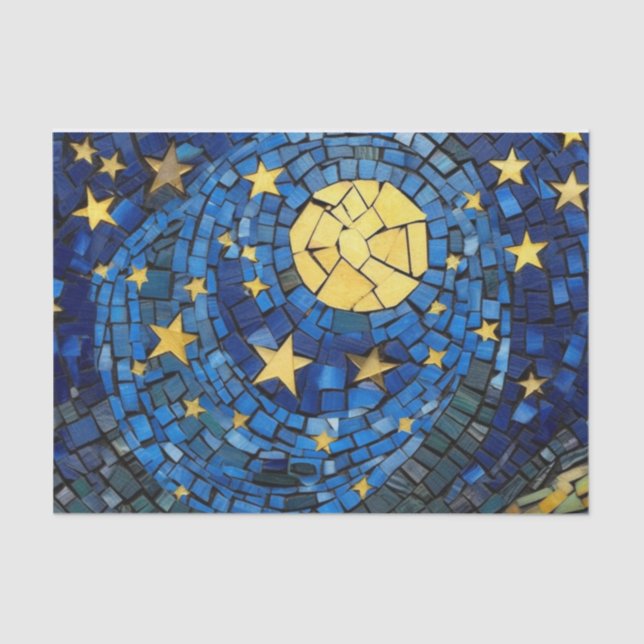 Papel De Seda Bue Night Stars Mosaic Decoupage (Frente )
