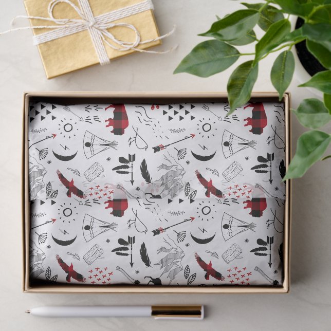 Papel De Seda Buffalo Adventures Black and Red Xadrez ID599 (Presente)