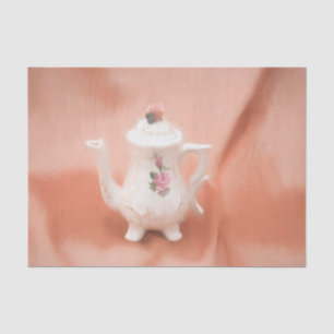 Papel De Seda Bule Antigo Branco Rosa Decoupagem Vintage