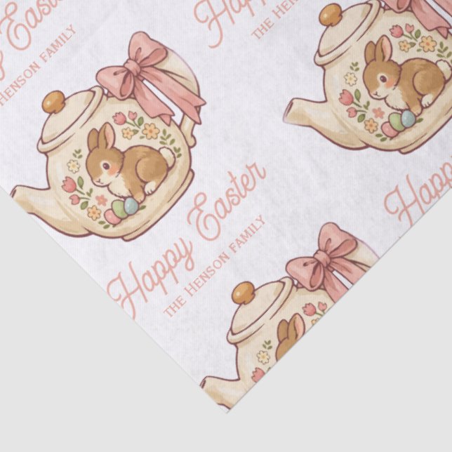 Papel De Seda Bule de Chá do Coelho de Páscoa Personalizado Flor (Detalhes)
